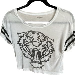 Express Crop Top - Black and White Tiger XS